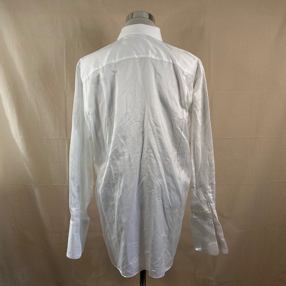 David Donahue 17 34/35 Regular Fit Dress Shirt All White French Cuff Formal Mens - Picture 5 of 8